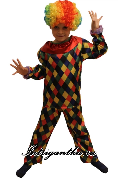 Детский костюм клоуна и парик