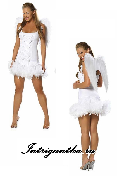 Белый ангел с перьями + перьевые белые крылья